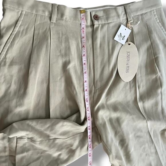 Joseph & Feiss Shorts Men's Sz 38 Khaki 100% Silk Chino Pleated Resort Vacay NWT - Picture 13 of 15